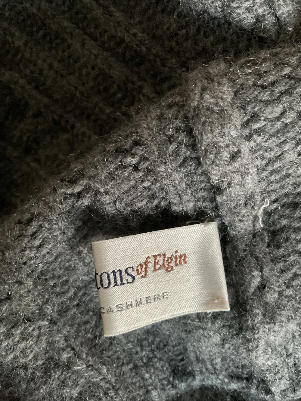 Johnstons of Elgin Cashmere Turtleneck Cable Knit Sweater - Gray - Picture 5 of 5